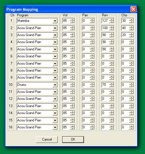Image: changing Program settings